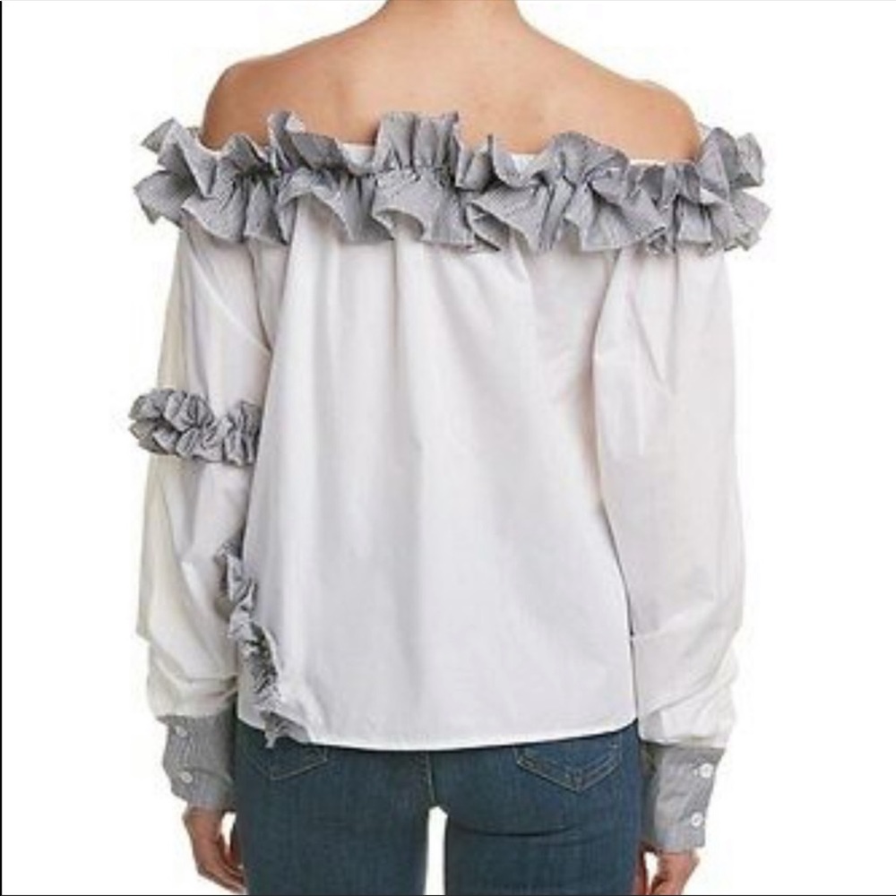 Haute Rouge White Ruffle Off-The-Shoulder Top - Picture 2 of 6